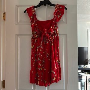 XS Lauren Conrad red with yellow flowers dress